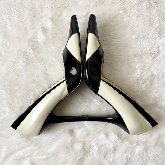 Nine West Black & Cream Leather Heels - Picture 6 of 9